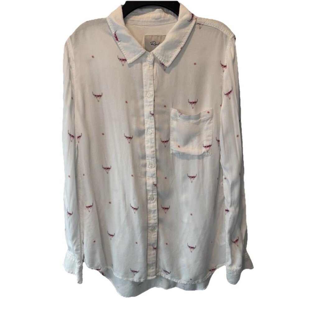 Rails Rosci Indio Bull Skull Long Sleeve Womens Button Down Top S Western Casual - Picture 1 of 10
